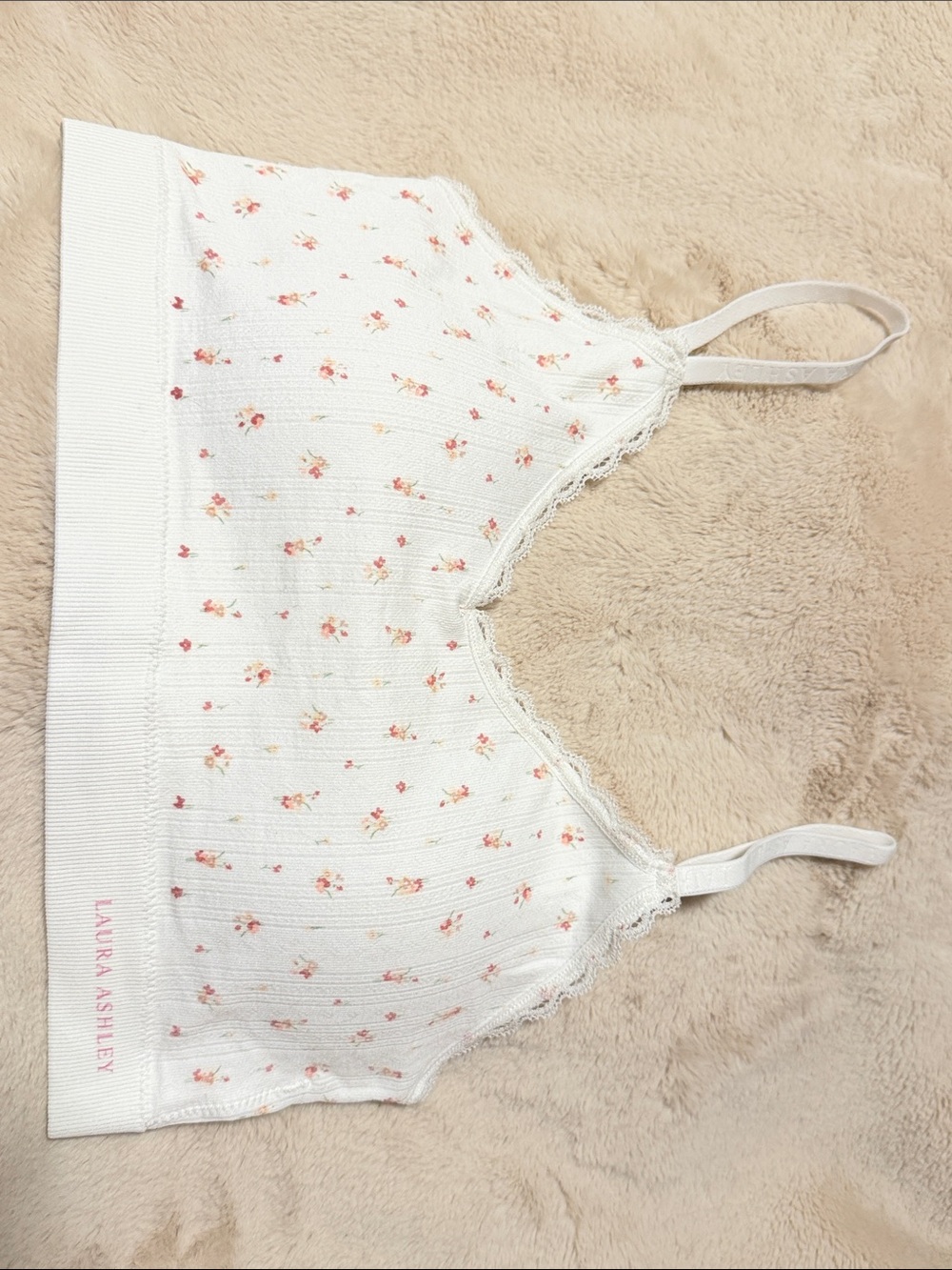 Laura Ashley Ivory Bralette with Pink Floral Print